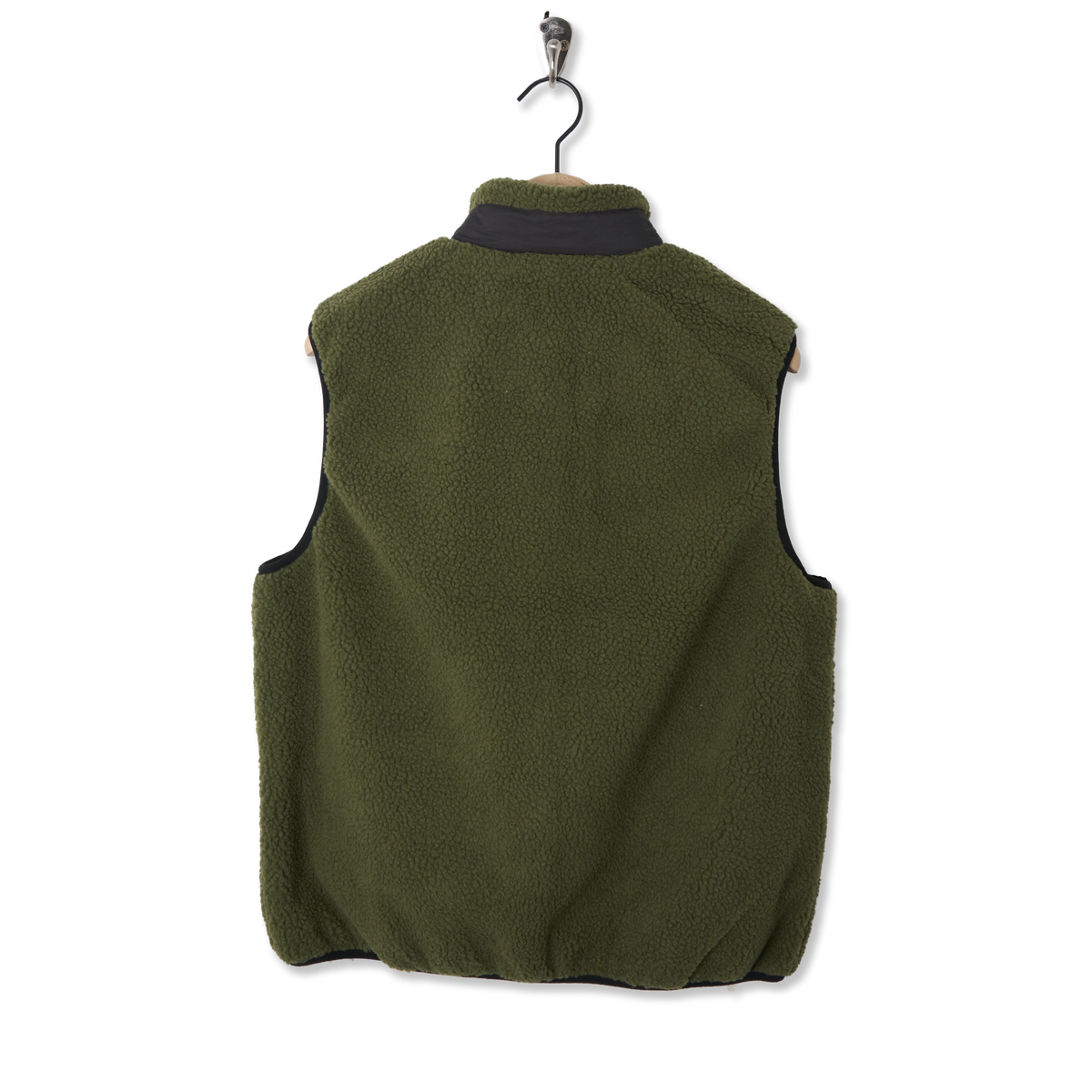 Taion Mountain Boa Fleece High-Neck Vest Dark Olive - Back