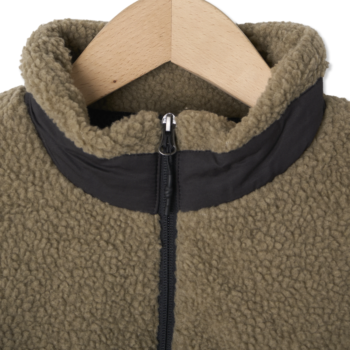 Taion Womens Mountain Boa Fleece High-Neck Jacket Beige - Detail 4