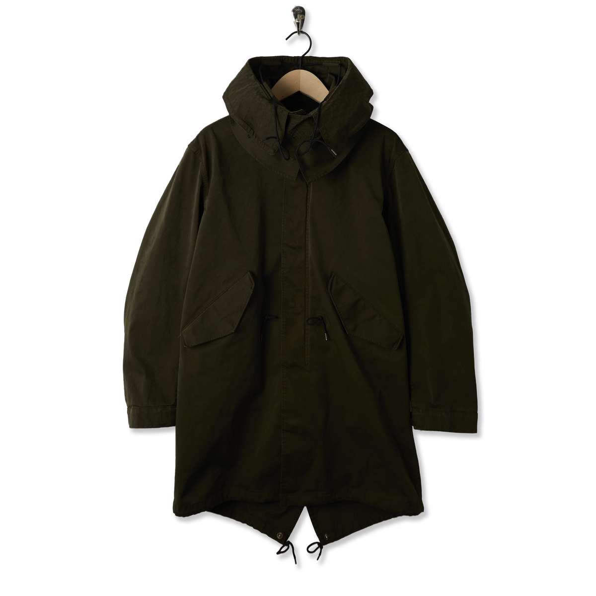 Ten C Hooded Parka Jacket Green - Front