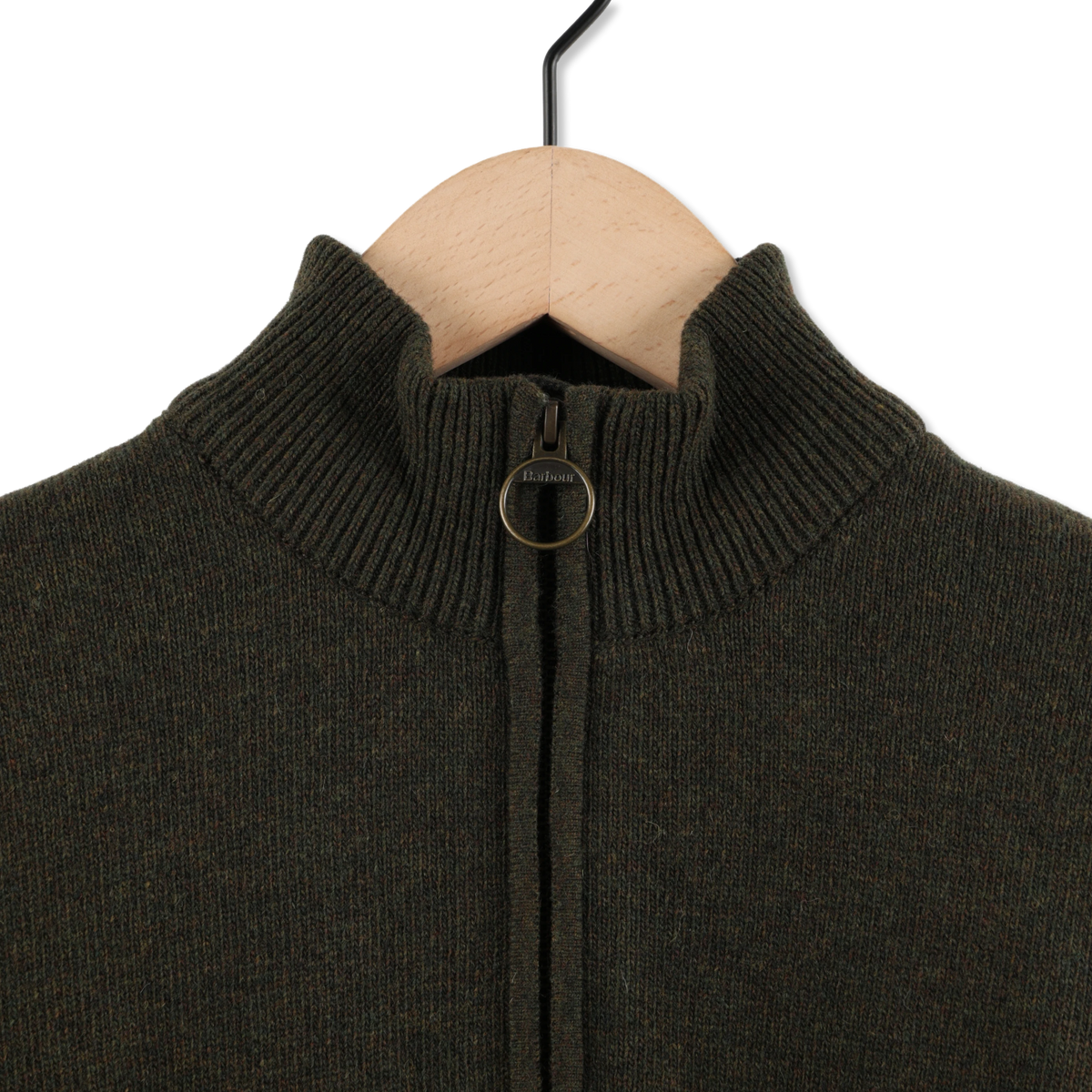 Barbour Holden Half Zip Knitted Jumper Olive Marl - Detail 3