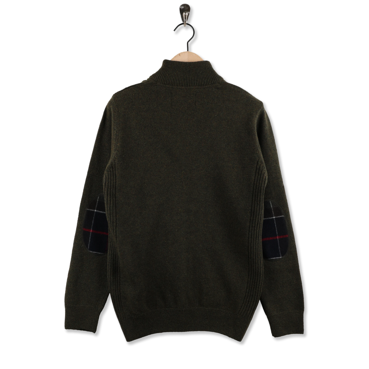 Barbour Holden Half Zip Knitted Jumper Olive Marl - Back